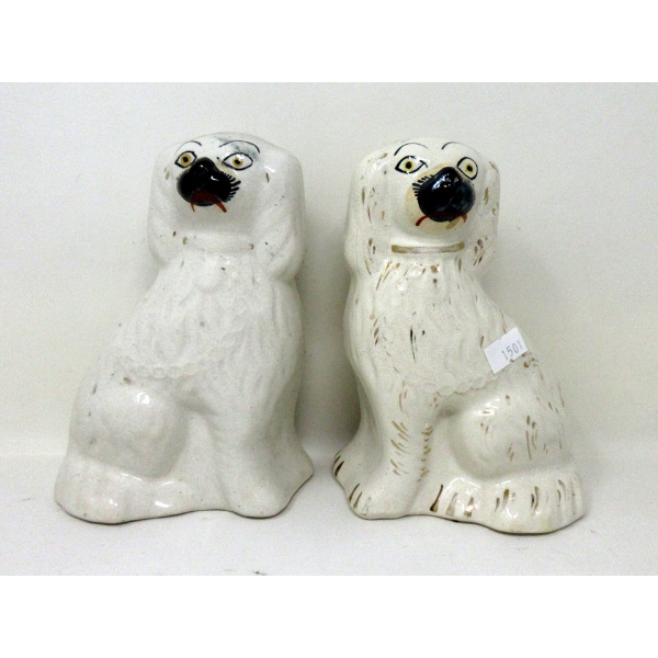 Pair of Antique Staffordshire Mantle Dogs