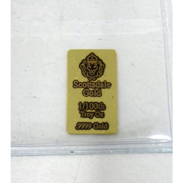 1/100 Oz .9999 Fine Gold Scottsdale Bar 
