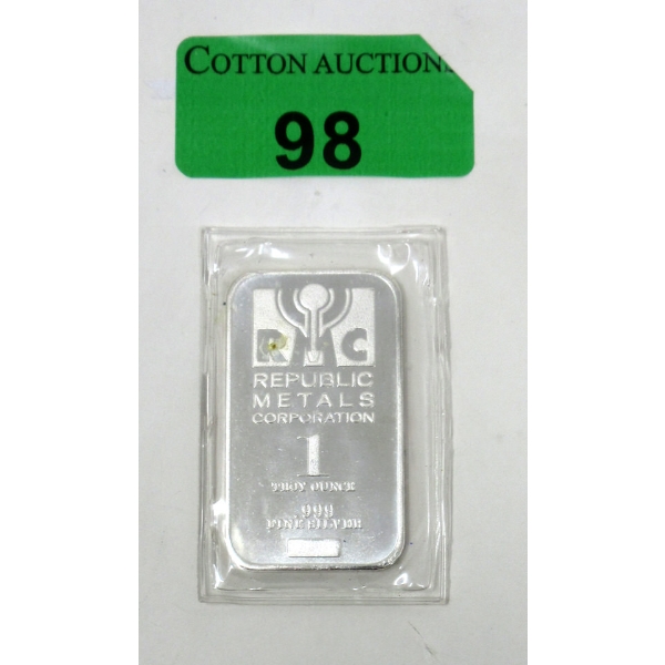 1 Oz .999 Silver Republic Metals Corp Bar 