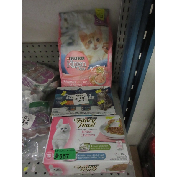2 Boxes & 1 Bag of Assorted Cat & Kitten Food