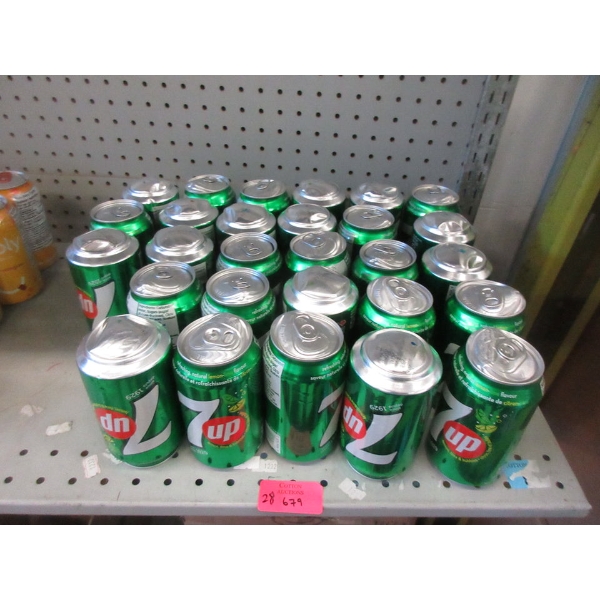 28 Dented 355 ml Cans of 7-UP 