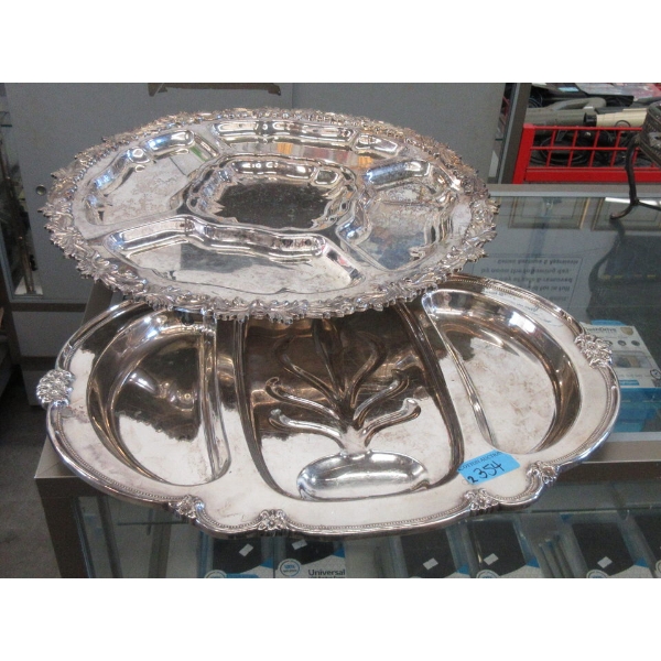 Large Silver Plated Lazy Susan and Carving Platter