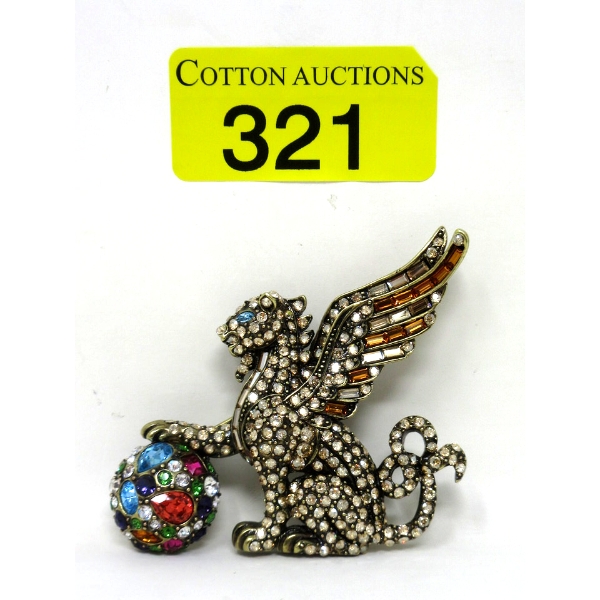 Heidi Daus Large Crystal "Glamour Griffin" Brooch