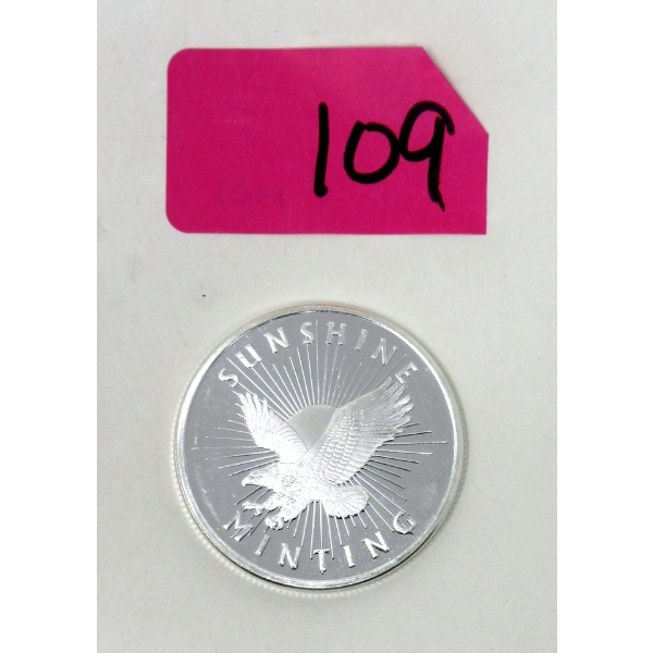 1 Oz .999 Silver Sunshine Minting Round 