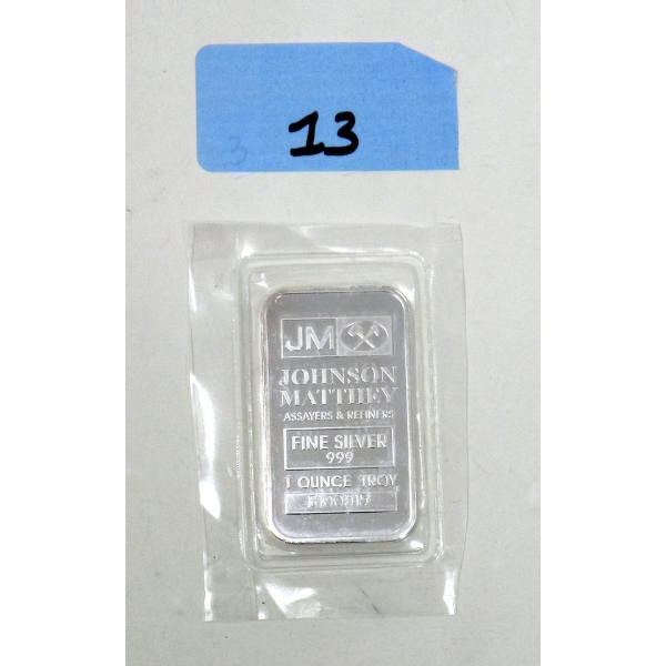 1 Oz .999 Silver Johnson Matthey Bar