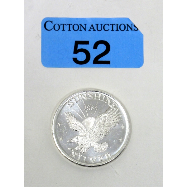 Vintage 1 Oz .999 Silver 1984 Sunshine Minting Round 