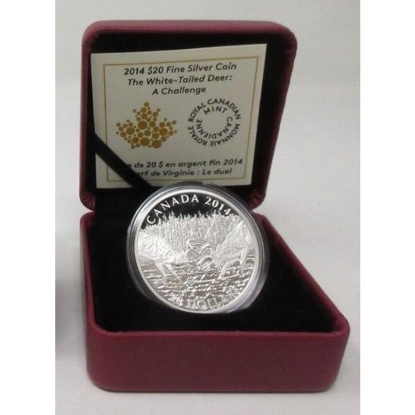 2014 .9999 Silver 1 Oz White Tailed Deer Coin 