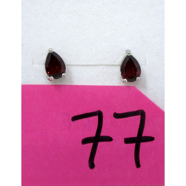 New .925 Silver Pear-Cut Garnet Stud Earrings