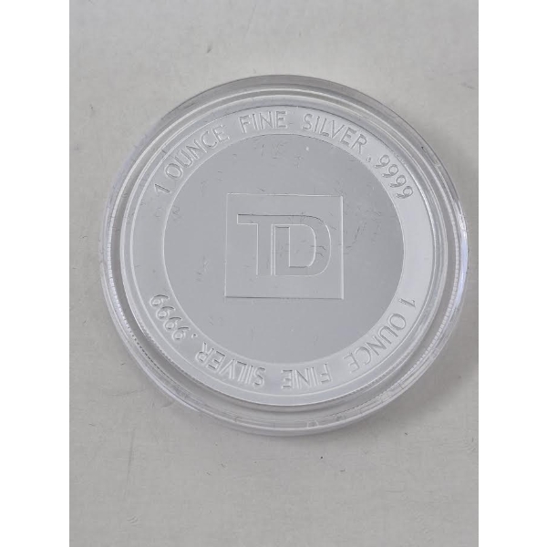 1 Oz .9999 Silver Year of the Snake TD Bank Round 