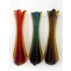 Image 1 : 3 Mid-Century Triangular Art Glass Vases