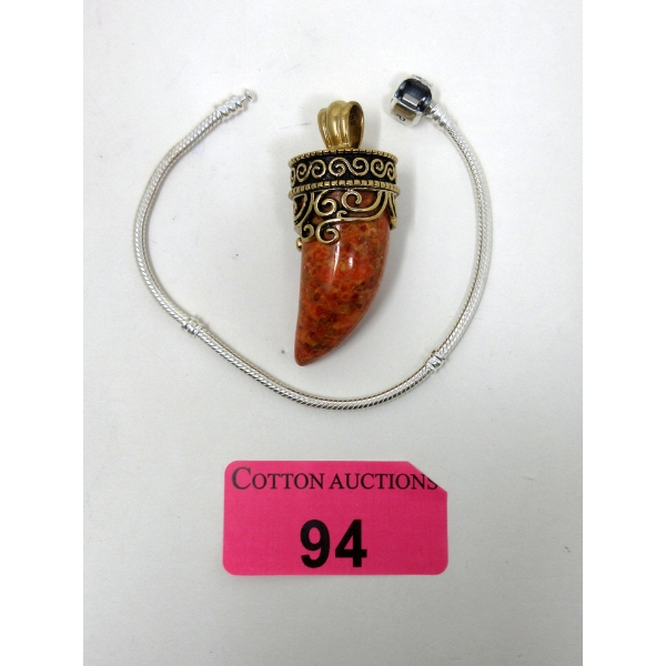 Custom Made 40 CT Gemstone Pendant & Pandora Charm Bracelet