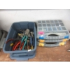 Image 1 : Tote of Assorted Pliers & 3 Screw Organizers