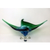 Image 1 : Mid-Century Green to Blue Art Glass Centerpiece