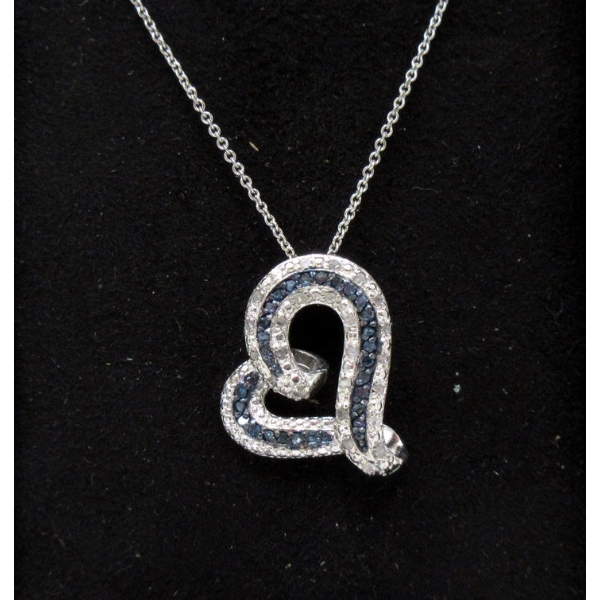 1/2 CT Blue & White Diamond Heart Pendant