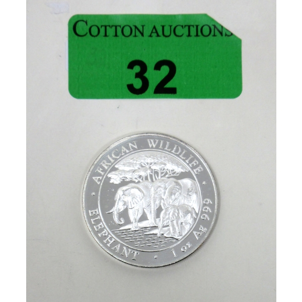 1 Oz .999 Silver 2013 Africa Wildlife Elephant Coin 