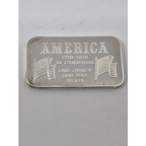 1 Oz .999 Silver 1976 Bi-Centennial USA Bar