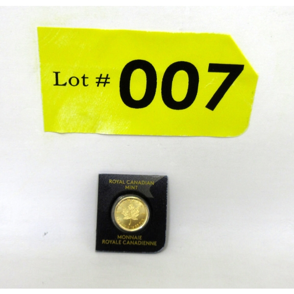 1 Gram .9999 Fine Gold 2015 Maple Leaf Coin 
