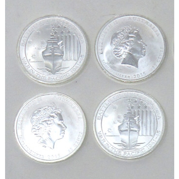 4 X 1/2 Oz .999 Silver 2015 Battle of the Coral Sea Coins
