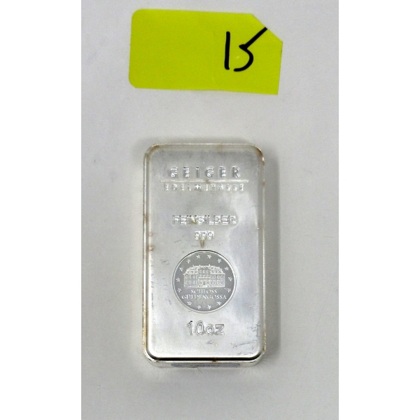 10 Oz .999 Silver Geiger Edelmetalle Bar 