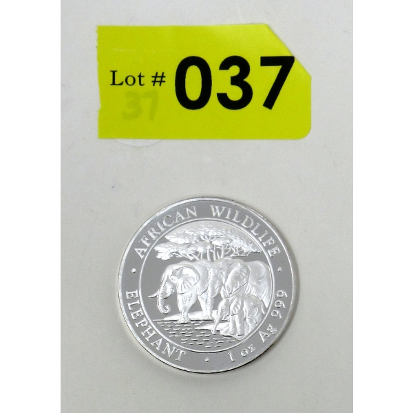 1 Oz .999 Silver 2013 African Wildlife Elephant Coin 