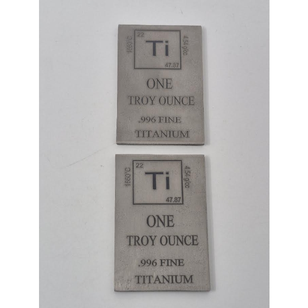 2 x 1 Oz .996 Fine Titanium Bars