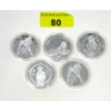 Image 1 : 5 x Silver Clad Nude Girl Art Rounds 