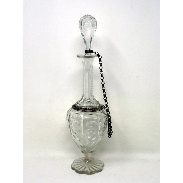 Antique Crystal Perfume Bottle with Collar & Chain