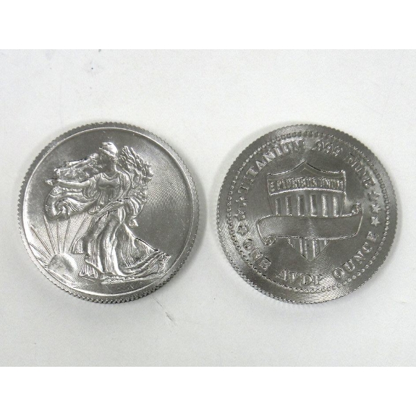 2 x 1 Oz .999 Fine Titanium Walking Liberty Rounds 
