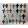 Image 1 : 20+ Hand-Carved Assorted Gemstone Cross Pendants