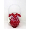 Image 1 : Vintage Fenton Red/White Clear Art Glass Basket