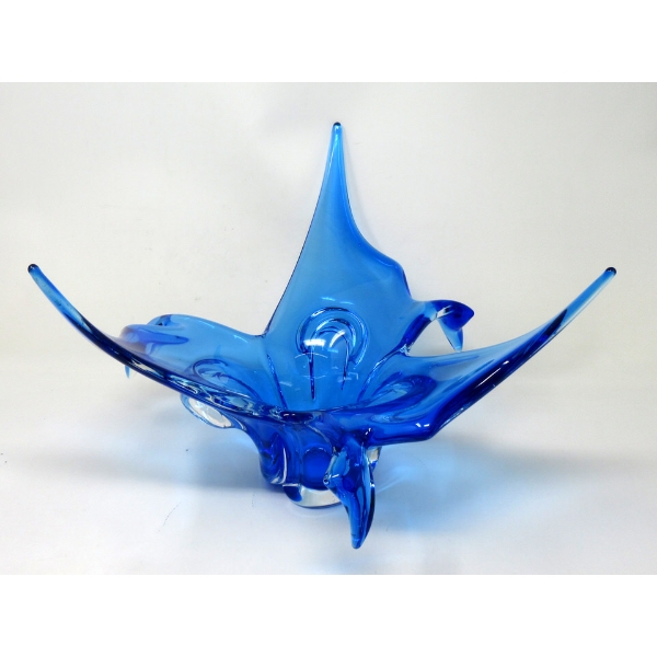 MCM Blue Canadian Art Glass Centerpiece Bowl