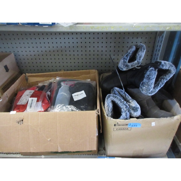 2 Box Lot of New Boots and Clothing