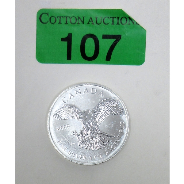 1 Oz .9999 Silver 2014 Peregrine Falcon Coin 
