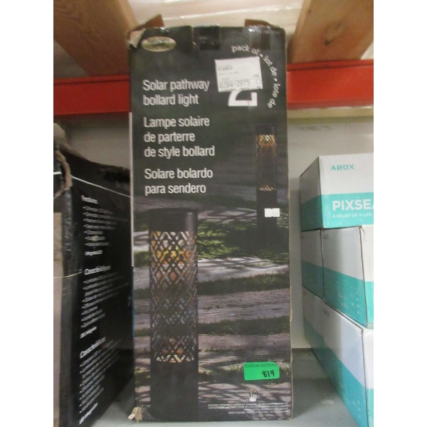 Pack of 2 Metal Solar Pathway Bollard Lights 