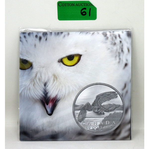 Half Oz. .9999 Silver 2014 Snowy Owl $50 Coin