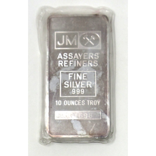 10 Oz .999 Silver Johnson Matthey Blank Back Bar 