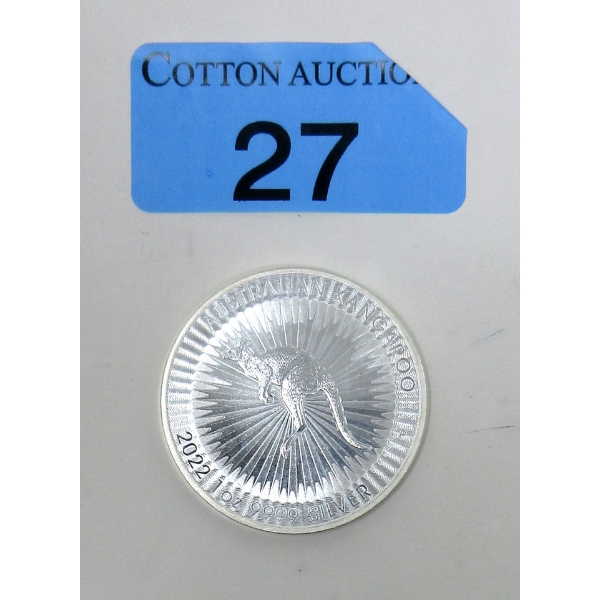 1 Oz .9999 Silver 2022 Australian Kangaroo Coin 