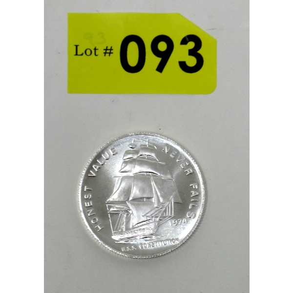 1 Oz .999 Silver 1974 USS Constitution Round 