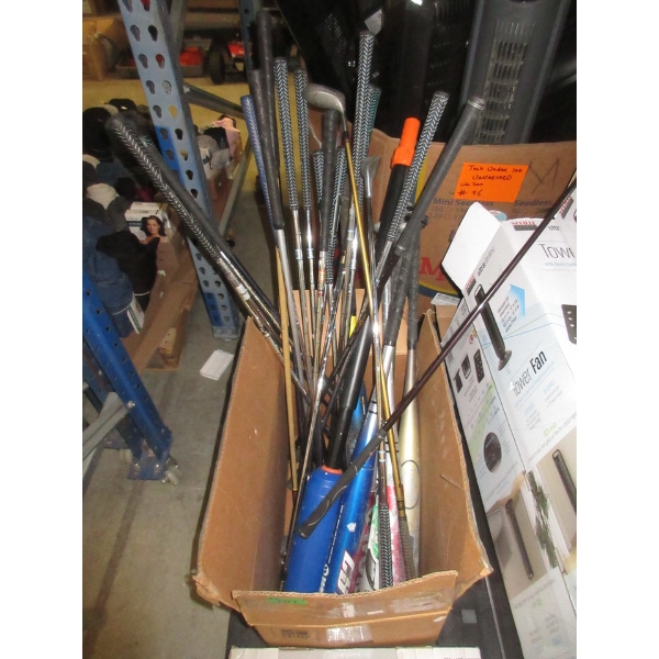Box of 20 Assorted Preowned Golf Clubs - As Is