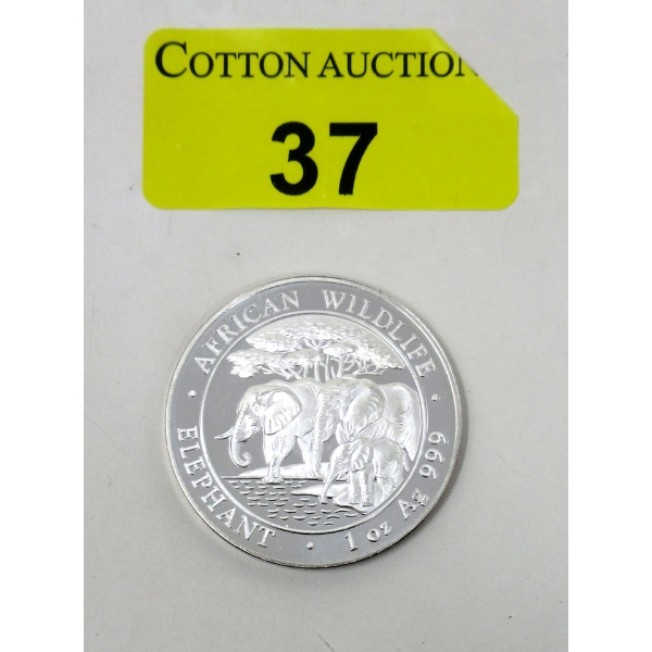 1 Oz .999 Silver 2013 African Wildlife Elephant Coin 