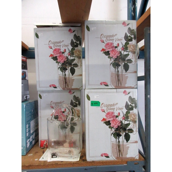 4 New Oxyeah Glass Vases - Purse Shaped