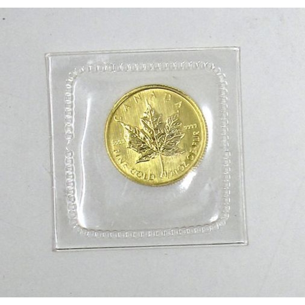 1/20 Oz/ 1.55 Gram .9999 Fine Gold 1993 Maple Leaf Coin 