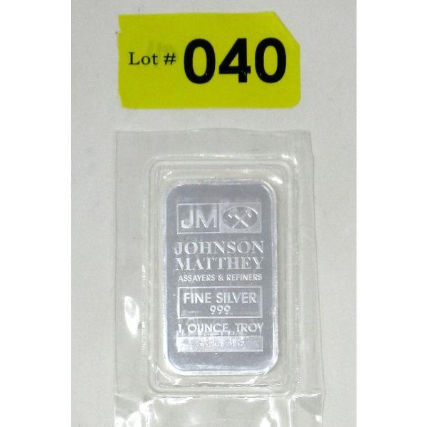 1 Oz .999 Silver Johnson Matthey Bar 
