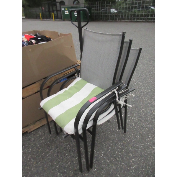 3 Stacking Patio Chairs with Metal Frames
