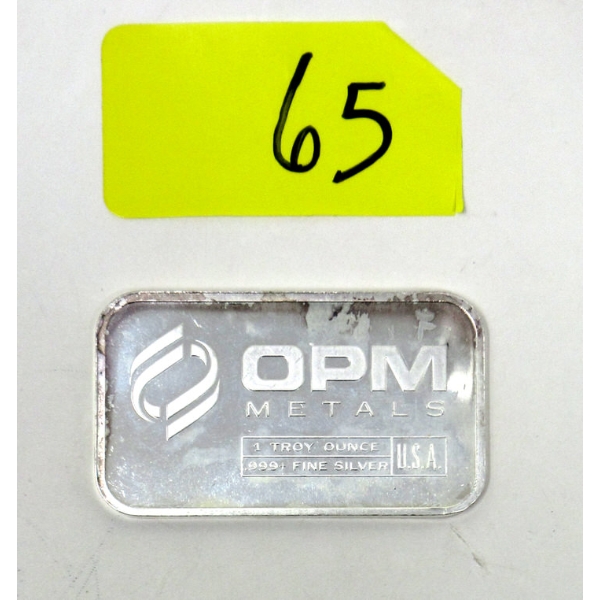 1 Oz .999+ Silver OPM Bar 