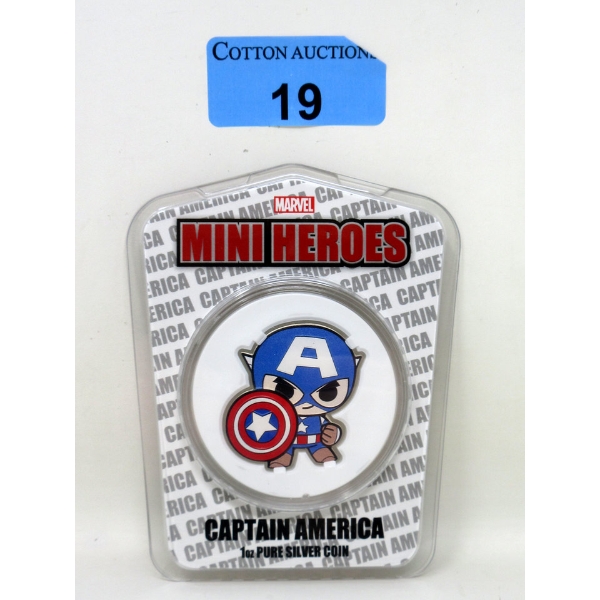 1 Oz .999 Silver 2021 Marvel Mini Heroes: Captain America Coin 