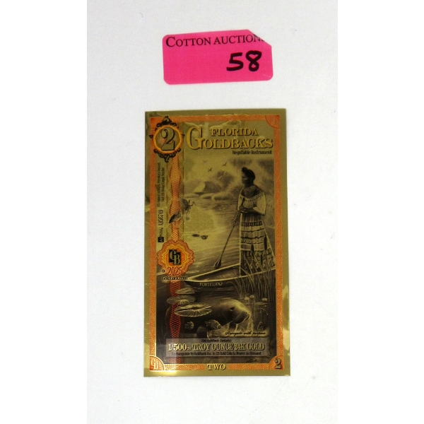 1/500 Oz .9999 Fine Gold Florida Goldback 