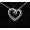 Image 1 : Blue & White Diamond Heart Necklace - Reversible 
