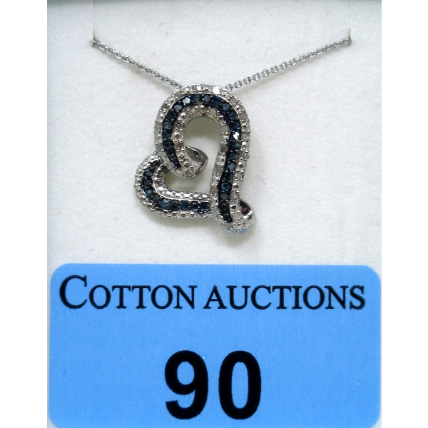 1/2 CT Blue & White Diamond Heart Pendant