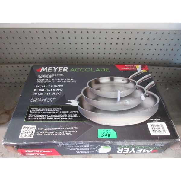 Meyer Accolade 3 Pc Stainless Steel Fry Pan Set